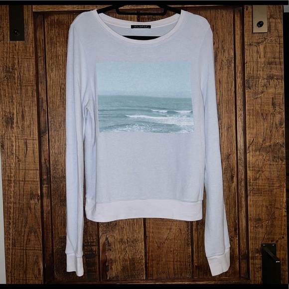 Wildfox Tops - Rare Wildfox Ocean Shore Beach Waves Baggy Beach Jumper in Lavender Size Small